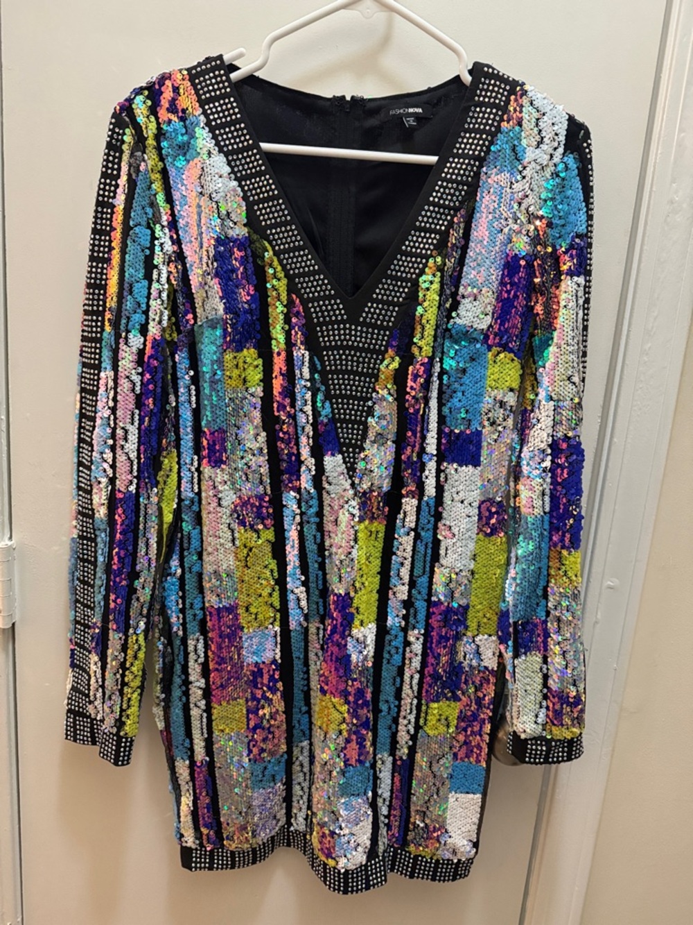 Fashion Nova Multicolor Sequin Mini Dress - Black, Blue, Pink, Green, Gold
